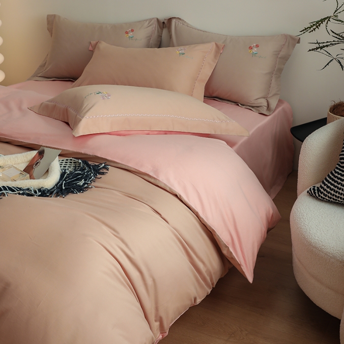 91家纺网 家纺一手货源 找家纺 沐白家纺 2022精梳火山全棉小磨毛纯色系列-单品被套 奶油咖丨初恋粉