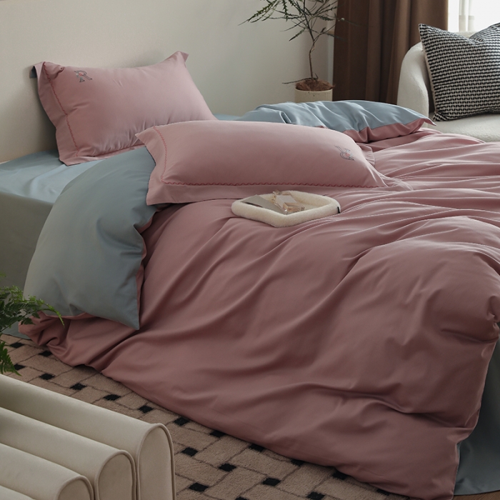 91家纺网 家纺一手货源 找家纺 沐白家纺 2022精梳火山全棉小磨毛纯色系列-单品被套 浅香紫丨黛水蓝