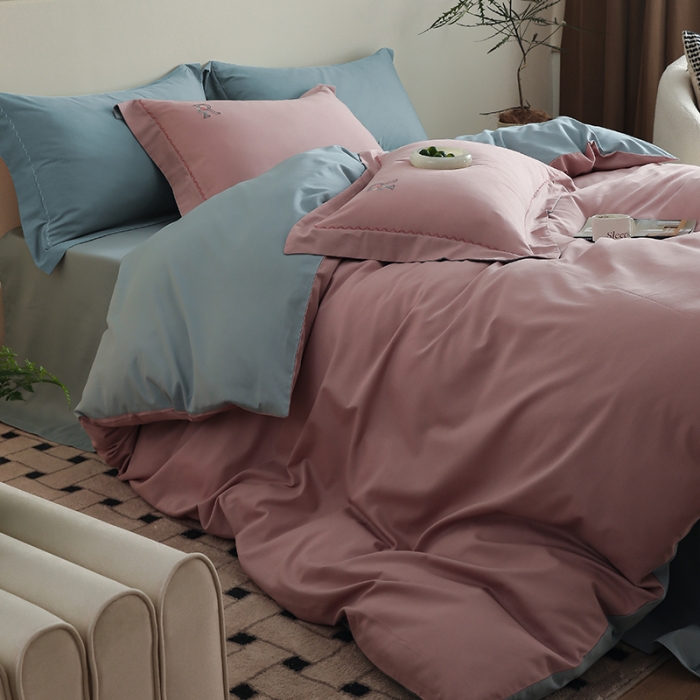 91家纺网 家纺一手货源 找家纺 沐白家纺 2022精梳火山全棉小磨毛纯色系列-单品被套 浅香紫丨黛水蓝