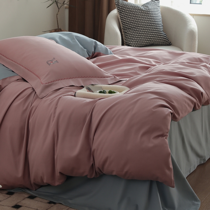 91家纺网 家纺一手货源 找家纺 沐白家纺 2022精梳火山全棉小磨毛纯色系列-单品被套 浅香紫丨黛水蓝