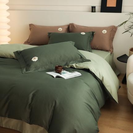 沐白家纺 2022精梳火山全棉小磨毛纯色系列-单品被套 森林绿丨丛林绿