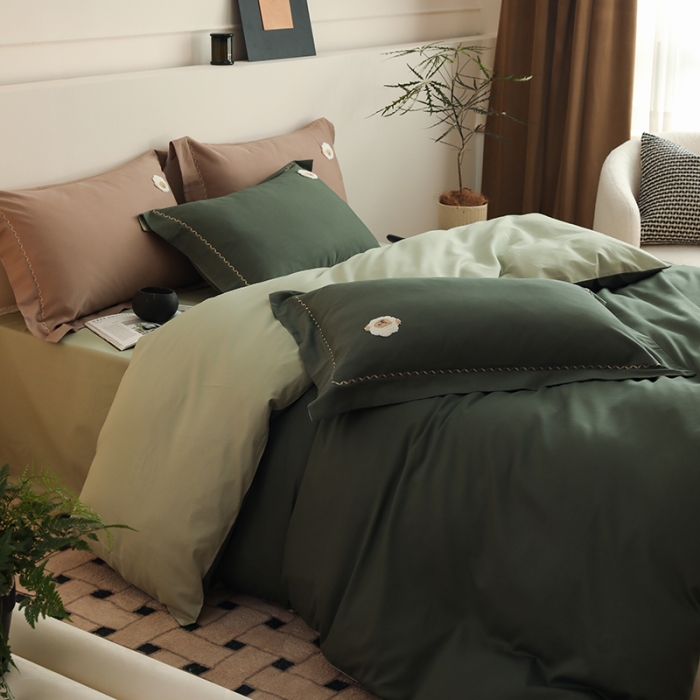 91家纺网 家纺一手货源 找家纺 沐白家纺 2022精梳火山全棉小磨毛纯色系列-单品被套 森林绿丨丛林绿