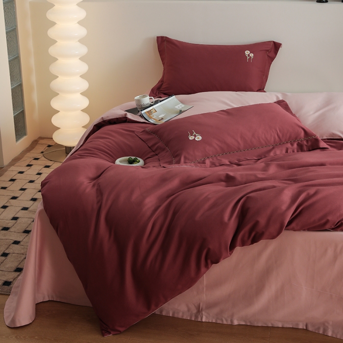 91家纺网 家纺一手货源 找家纺 沐白家纺 2022精梳火山全棉小磨毛纯色系列-单品被套 维他命丨复古粉