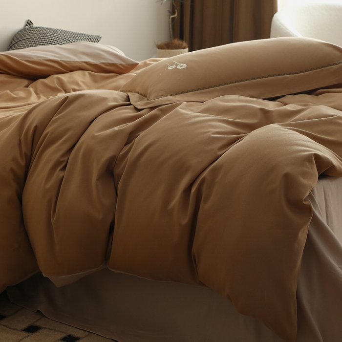 91家纺网 家纺一手货源 找家纺 沐白家纺 2022精梳火山全棉小磨毛纯色系列-单品被套 耀沙金丨鱼肚白