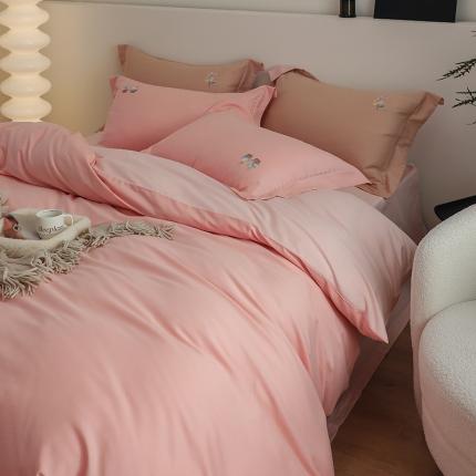 沐白家纺 2022精梳火山全棉小磨毛纯色系列-单品被套 樱草粉丨初恋粉