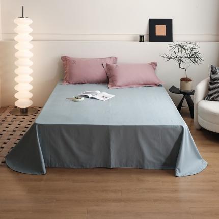 91家纺网 家纺一手货源 找家纺 沐白家纺 2022精梳火山全棉小磨毛纯色系列-单品床单 黛水蓝