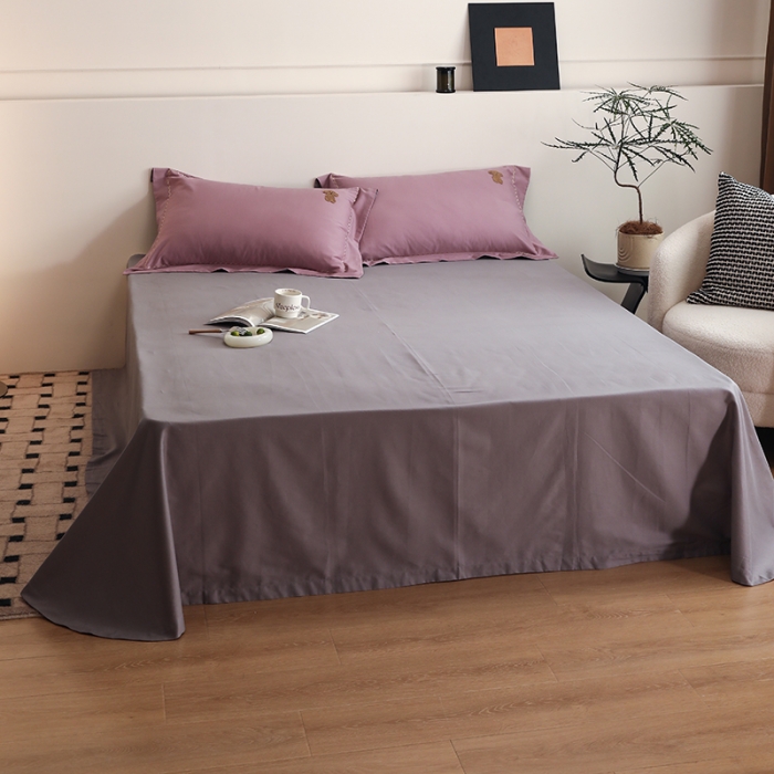 91家纺网 家纺一手货源 找家纺 沐白家纺 2022精梳火山全棉小磨毛纯色系列-单品床单 典雅灰