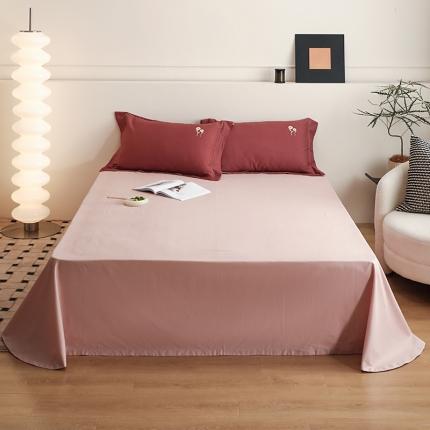 沐白家纺 2022精梳火山全棉小磨毛纯色系列-单品床单 复古粉