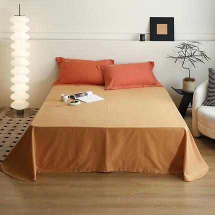 沐白家纺 2022精梳火山全棉小磨毛纯色系列-单品床单 天橙色