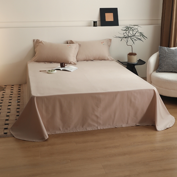 91家纺网 家纺一手货源 找家纺 沐白家纺 2022精梳火山全棉小磨毛纯色系列-单品床单 鱼肚白