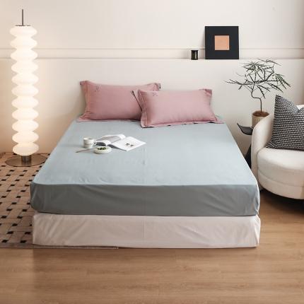 91家纺网 家纺一手货源 找家纺 沐白家纺 2022精梳火山全棉小磨毛纯色系列-单品床笠 黛水蓝