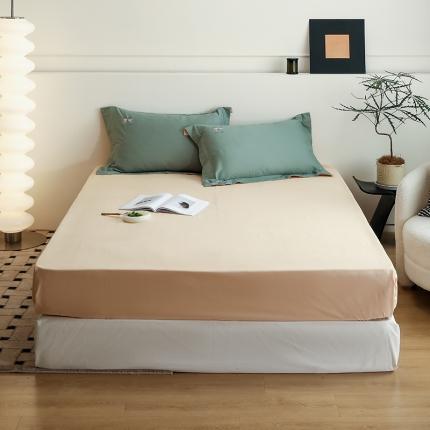 91家纺网 家纺一手货源 找家纺 沐白家纺 2022精梳火山全棉小磨毛纯色系列-单品床笠 闪耀黄