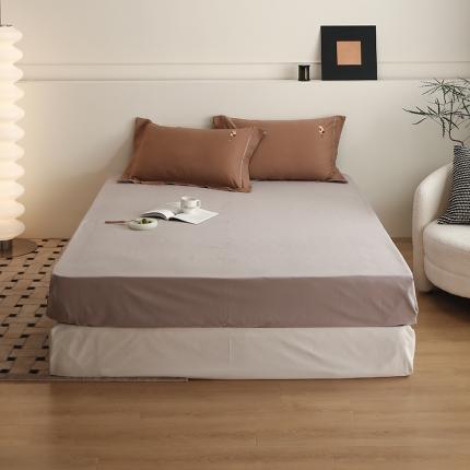 91家纺网 家纺一手货源 找家纺 沐白家纺 2022精梳火山全棉小磨毛纯色系列-单品床笠 苏木灰