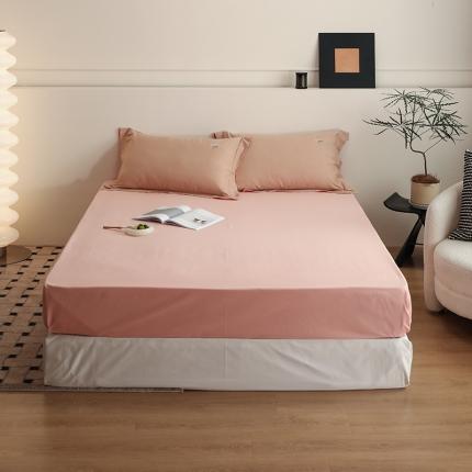 沐白家纺 2022精梳火山全棉小磨毛纯色系列-单品床笠 初恋粉