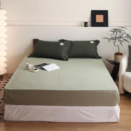 沐白家纺 2022精梳火山全棉小磨毛纯色系列-单品床笠 丛林绿