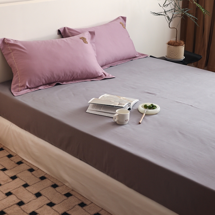 91家纺网 家纺一手货源 找家纺 沐白家纺 2022精梳火山全棉小磨毛纯色系列-单品床笠 典雅灰