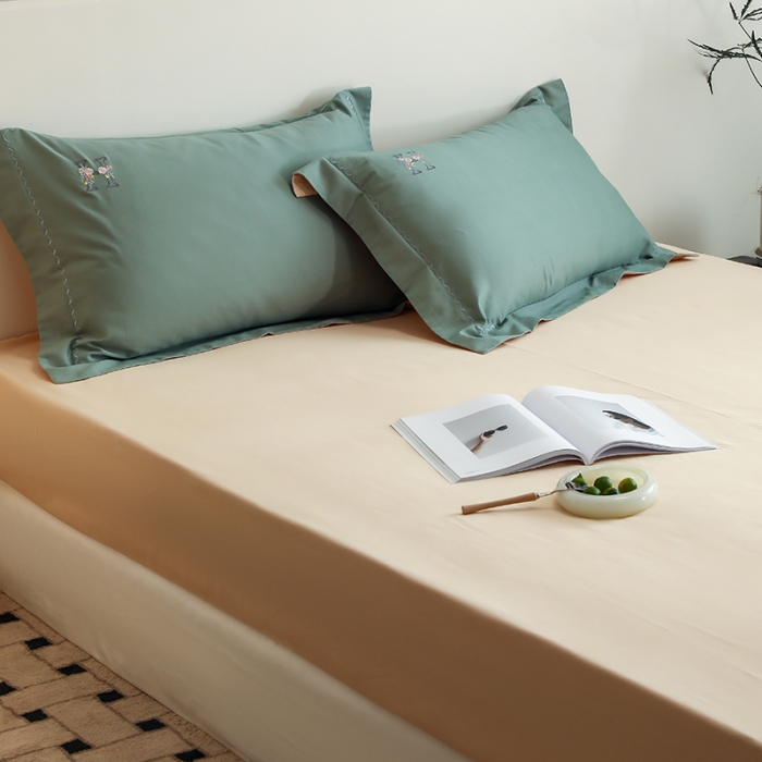 91家纺网 家纺一手货源 找家纺 沐白家纺 2022精梳火山全棉小磨毛纯色系列-单品床笠 闪耀黄