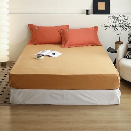 沐白家纺 2022精梳火山全棉小磨毛纯色系列-单品床笠 天橙色