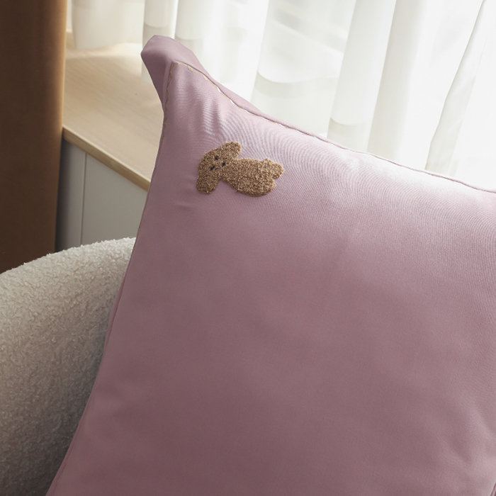 91家纺网 家纺一手货源 找家纺 沐白家纺 2022精梳火山全棉小磨毛纯色系列-单品枕套 格调紫丨典雅灰