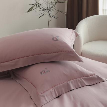 沐白家纺 2022精梳火山全棉小磨毛纯色系列-单品枕套 浅香紫丨黛水蓝