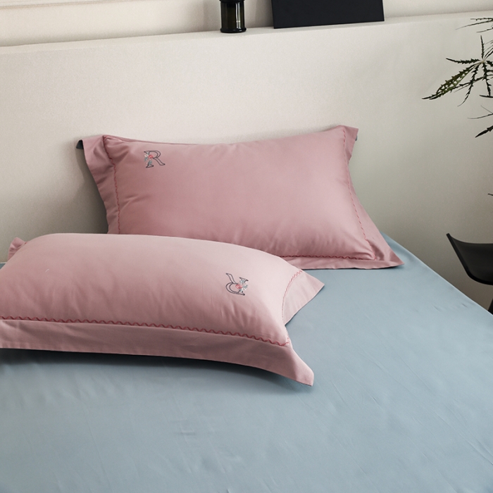 91家纺网 家纺一手货源 找家纺 沐白家纺 2022精梳火山全棉小磨毛纯色系列-单品枕套 浅香紫丨黛水蓝