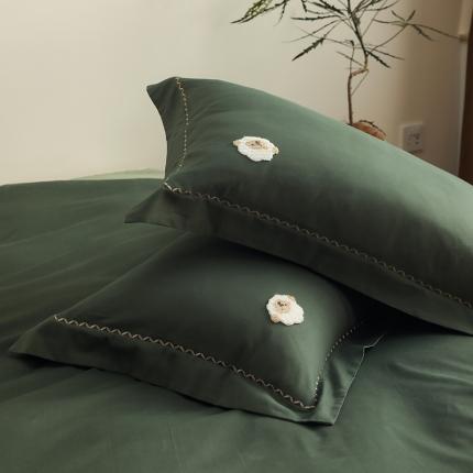 沐白家纺 2022精梳火山全棉小磨毛纯色系列-单品枕套 森林绿丨丛林绿