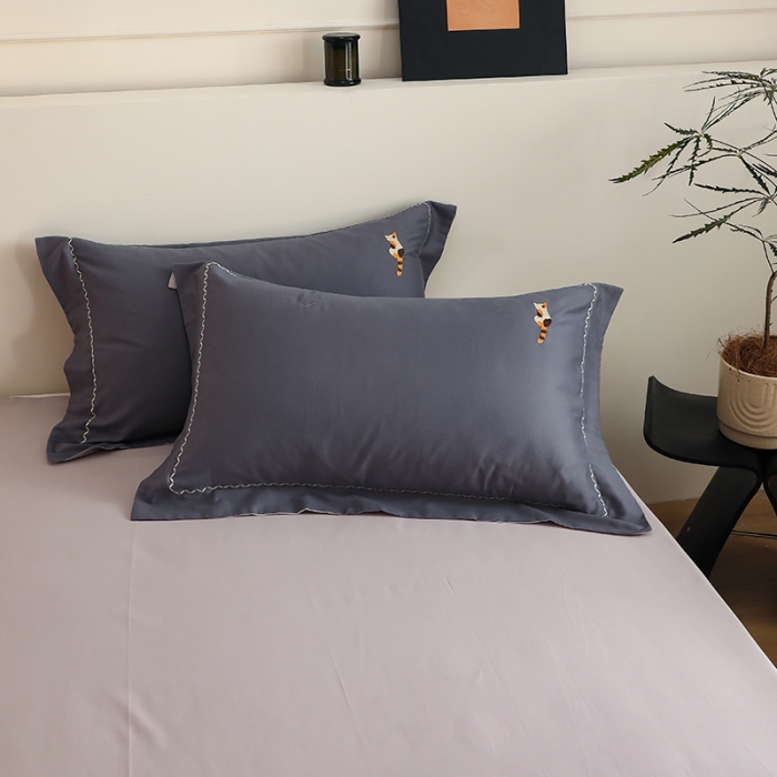 91家纺网 家纺一手货源 找家纺 沐白家纺 2022精梳火山全棉小磨毛纯色系列-单品枕套 钛金灰丨苏木灰