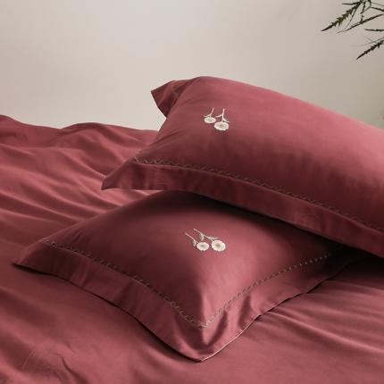 沐白家纺 2022精梳火山全棉小磨毛纯色系列-单品枕套 维他命丨复古粉