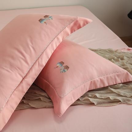 沐白家纺 2022精梳火山全棉小磨毛纯色系列-单品枕套 樱草粉丨初恋粉