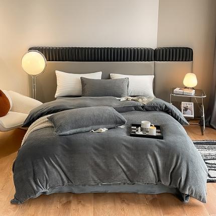 91家纺网 家纺一手货源 找家纺 （总）雅居纺 2022新款高克重华夫格牛奶绒四件套