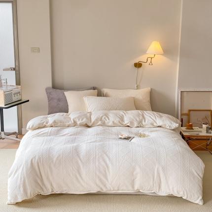 91家纺网 家纺一手货源 找家纺 （总）六巷胡同 2022新款丹麦慵懒风绞花牛奶绒四件套