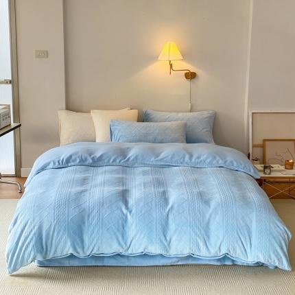 91家纺网 家纺一手货源 找家纺 （总）六巷胡同 2022新款丹麦慵懒风绞花牛奶绒四件套