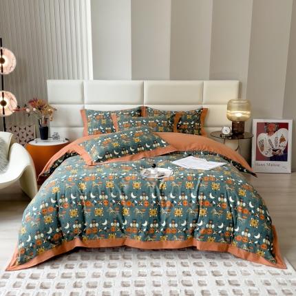 91家纺网 家纺一手货源 找家纺 （总）印季 2024新款全棉磨毛混纺（欧式）花边款四件套