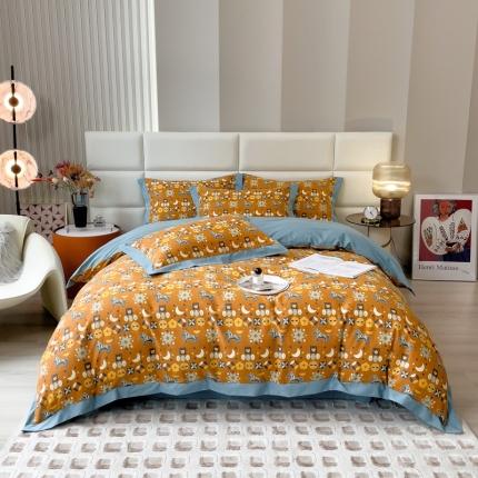 91家纺网 家纺一手货源 找家纺 （总）印季 2024新款全棉磨毛混纺（欧式）花边款四件套