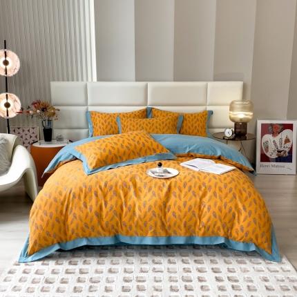 91家纺网 家纺一手货源 找家纺 （总）印季 2024新款全棉磨毛混纺（欧式）花边款四件套