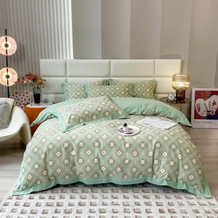 91家纺网 家纺一手货源 找家纺 （总）印季 2024新款全棉磨毛混纺（欧式）花边款四件套