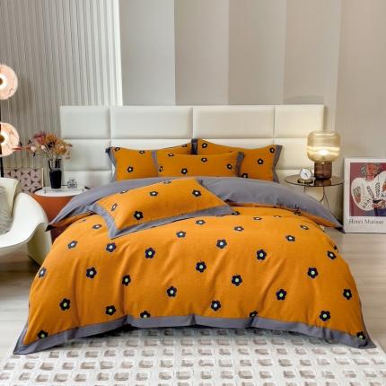 91家纺网 家纺一手货源 找家纺 （总）印季 2024新款全棉磨毛混纺（欧式）花边款四件套