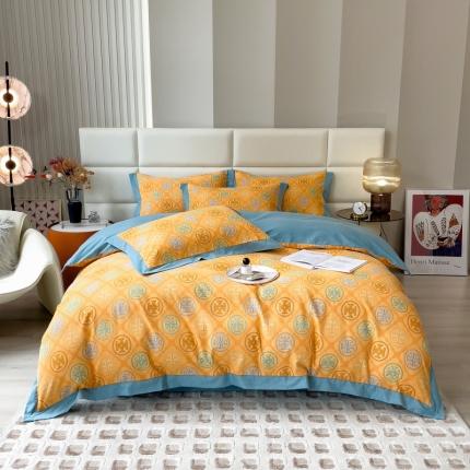 91家纺网 家纺一手货源 找家纺 （总）印季 2024新款全棉磨毛混纺（欧式）花边款四件套