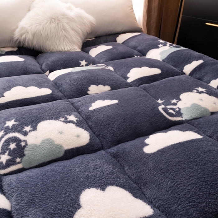 91家纺网 家纺一手货源 找家纺 盈超 2023新款羊羔绒床垫系列 云朵