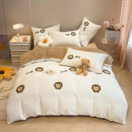 91家纺网 家纺一手货源 找家纺 （总）懒猫 2022新款牛奶绒毛巾绣四件套