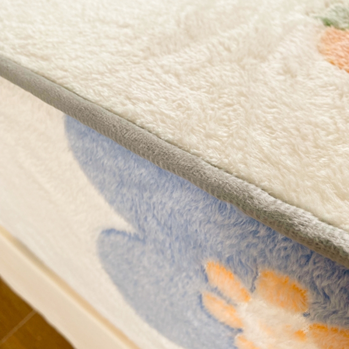 91家纺网 家纺一手货源 找家纺 慕尚 2022新款加厚保暖雪花绒床笠 橘子花