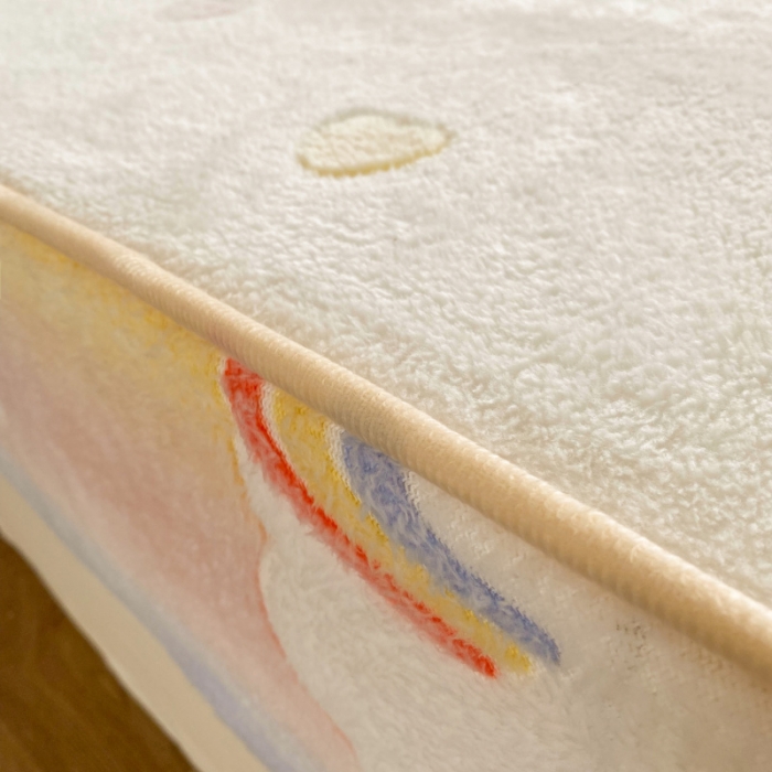 91家纺网 家纺一手货源 找家纺 慕尚 2022新款加厚保暖雪花绒床笠 梦幻彩虹