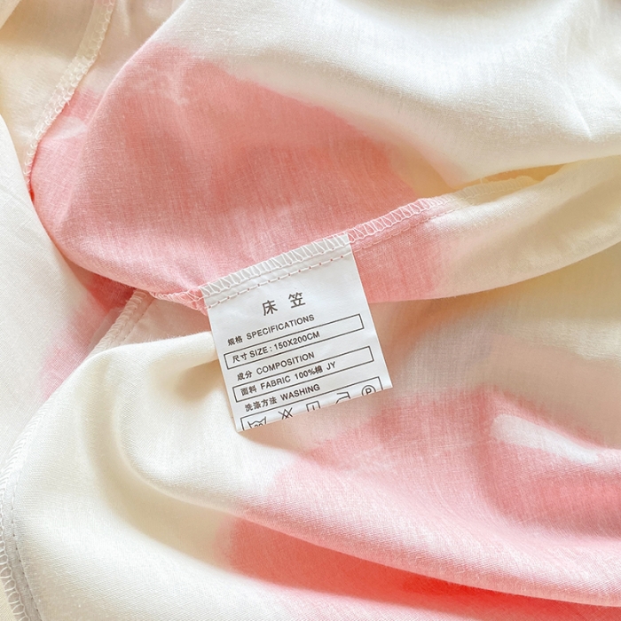 91家纺网 家纺一手货源 找家纺 简宜家居 2023新款40支纯棉小清新A版花边床笠 蜜桃味女孩