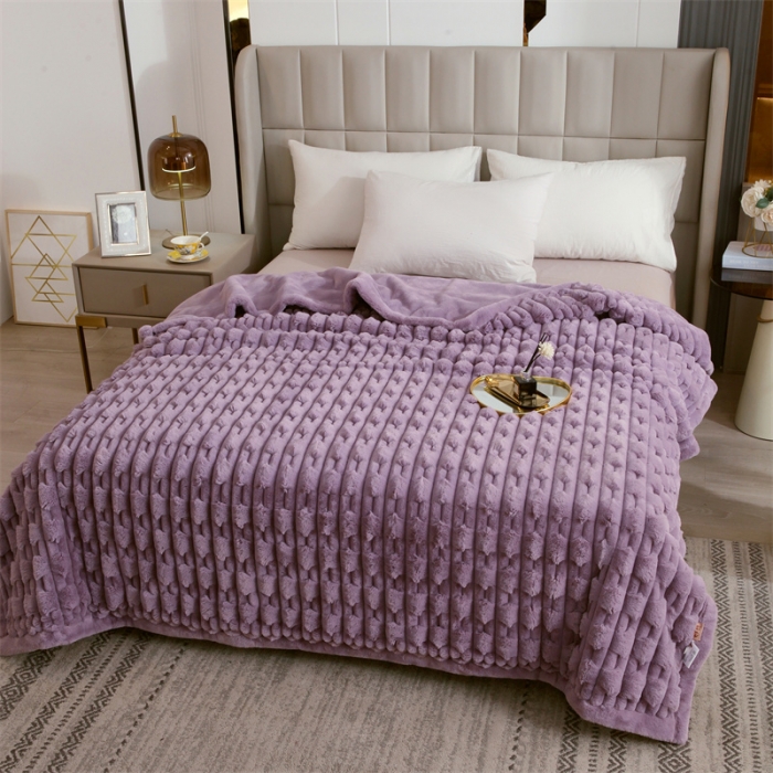 91家纺网 家纺一手货源 找家纺 凯轩 仿裘皮伴侣毛毯毯子 伴侣  淡紫