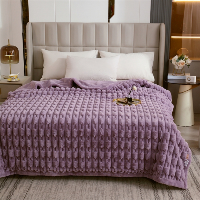 91家纺网 家纺一手货源 找家纺 凯轩 仿裘皮伴侣毛毯毯子 伴侣  淡紫