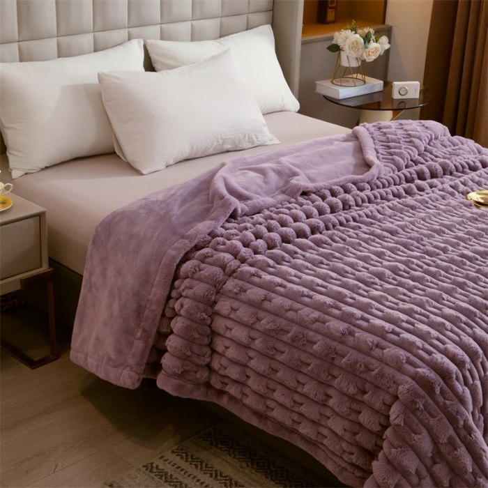 91家纺网 家纺一手货源 找家纺 凯轩 仿裘皮伴侣毛毯毯子 伴侣  淡紫