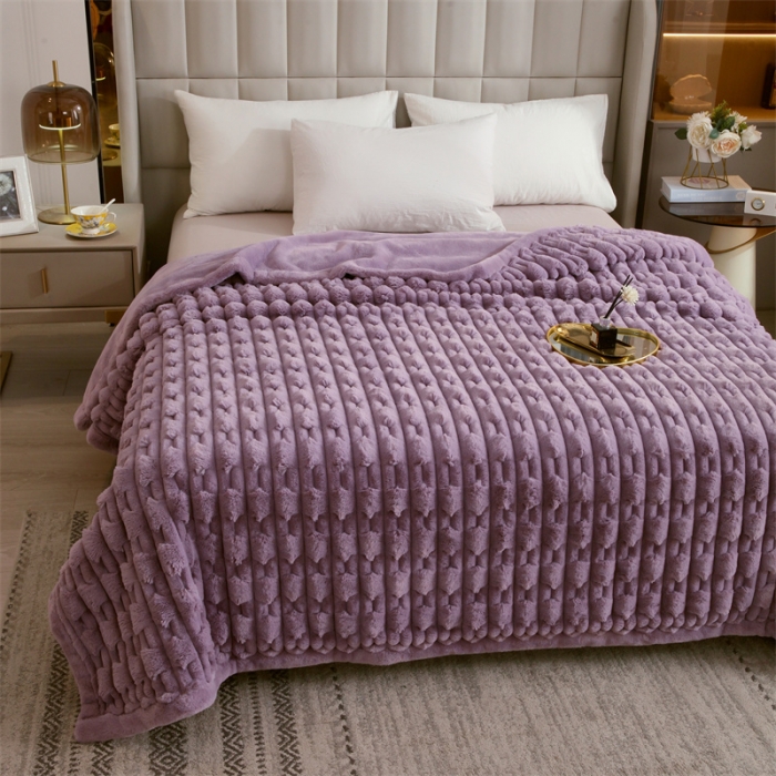91家纺网 家纺一手货源 找家纺 凯轩 仿裘皮伴侣毛毯毯子 伴侣  淡紫