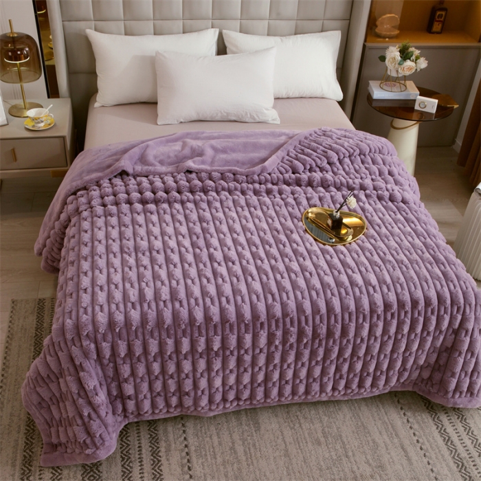 91家纺网 家纺一手货源 找家纺 凯轩 仿裘皮伴侣毛毯毯子 伴侣  淡紫