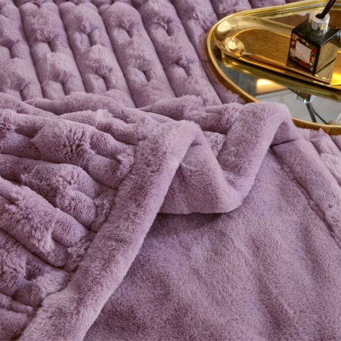 91家纺网 家纺一手货源 找家纺 凯轩 仿裘皮伴侣毛毯毯子 伴侣  淡紫