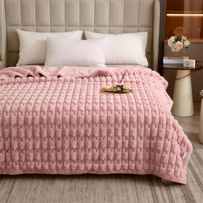 91家纺网 家纺一手货源 找家纺 凯轩 仿裘皮伴侣毛毯毯子 伴侣  粉